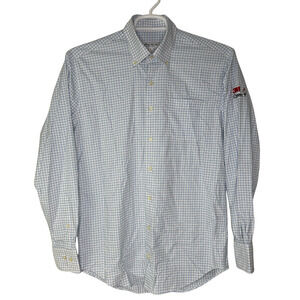 Peter Millar‎ Summer Comfort 3M Open Golf Shirt Mens Medium Button Up White Blue
